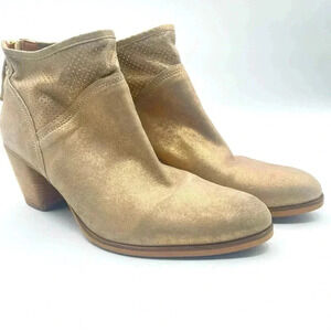 APROPO GOLD ANKLE BOOTS BOOTIES SIZE 41 BLOCK HEELS